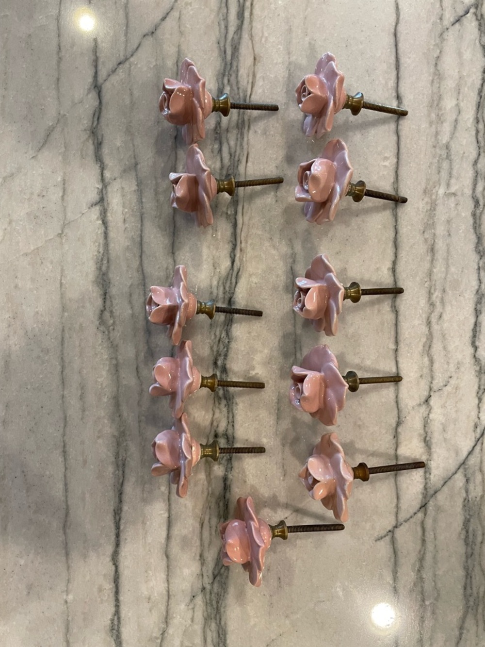 NINE Anthropologie Dusty Pink Ceramic Rose Drawer Knobs - Picture 5 of 9